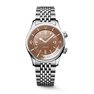 Longines Heritage Legend Diver 39 Stainless Steel / Terracotta / Bracelet