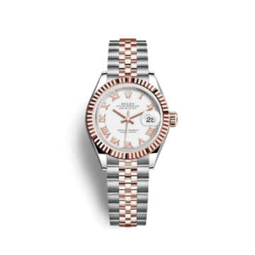 Rolex Lady-Datejust 28 Rolesor Rose Fluted / Jubilee / White Roman