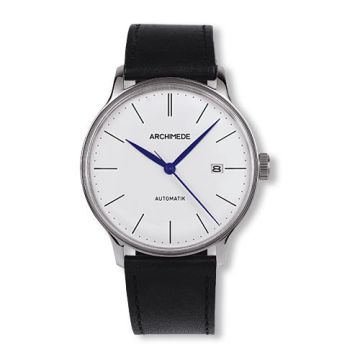 Archimede 1950-1 Stainless Steel / Silver / Black Leather