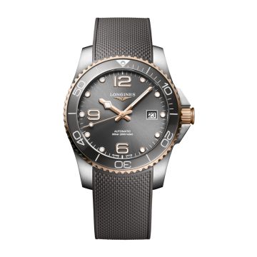 Longines HydroConquest 41 Automatic Stainless Steel / Rose Gold / Grey / Rubber