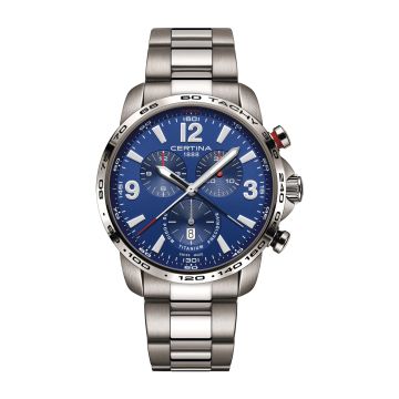 Certina DS Podium Big Size Chrono 1/100 Sec Titanium / Blue