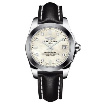 Breitling Galactic 36 Stainless Steel / SleekT / Pearl Diamond / Calf