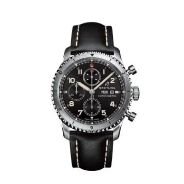 Breitling Aviator 8 Chronograph 43 Stainless Steel / Black / Calf / Folding