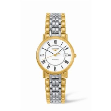 Longines Presence 34.5 Automatic Yellow Roman Bracelet Two Tone