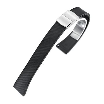 FKM32 Black Rubber Quick Release Watch Band, Deployment Clasp - 16mm