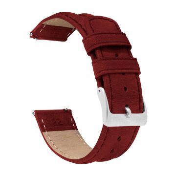 Classic Horween Leather Crimson Red Watch Band - 22mm