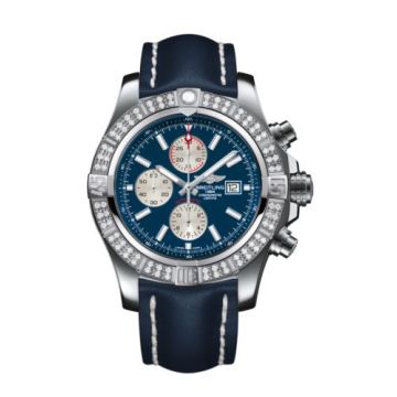 Breitling Super Avenger II Stainless Steel / Diamond / Mariner Blue / Calf / Pin