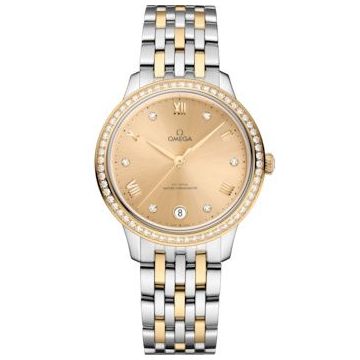 Omega De Ville Master Chronometer 34 Stainless Steel - Yellow Gold - Diamond / Champagne / Bracelet