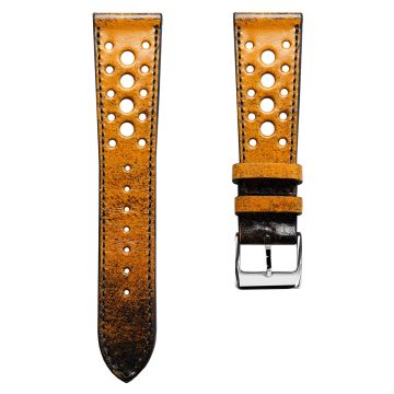 Radstock Racing Style Genuine Leather Watch Strap - Vintage Gold - 22mm