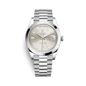 Rolex Day-Date 40 Platinum / Silver - Diamond