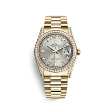 Rolex Day-Date 36 Yellow Gold Diamonds / President  / Silver Diamond