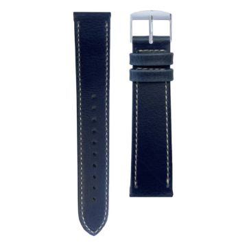 Gustave & Cie Bracelet de montre PU Végétal Bleu Surpiqué Boucle Argent