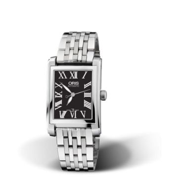 Oris Rectangular Date 24.5 Stainless Steel / Black - Roman / Bracelet