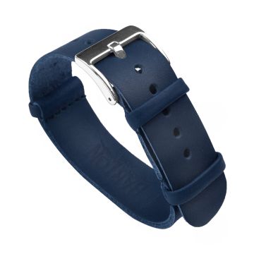 Navy Blue Leather NATO® style Watch Band - 16mm
