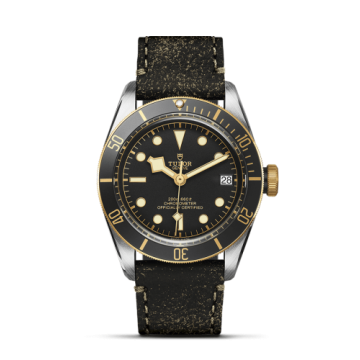 Tudor Heritage Black Bay Black S&G / Stainless Steel / Yellow Gold / Black / Strap