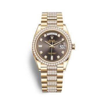 Rolex Day-Date 36 Yellow Gold / Diamond / Dark Grey-Diamond / President-Diamond
