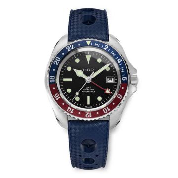 Hgp Automatique Diver GMT 200m lunette rouge et bleue