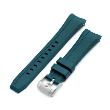 Curved End Green FKM Rubber Watch Strap for Orient Kamasu - 22mm