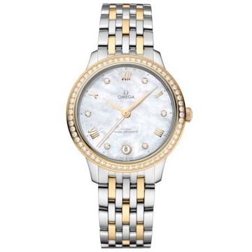 Omega De Ville Master Chronometer 34 Stainless Steel - Yellow Gold - Diamond / MOP / Bracelet