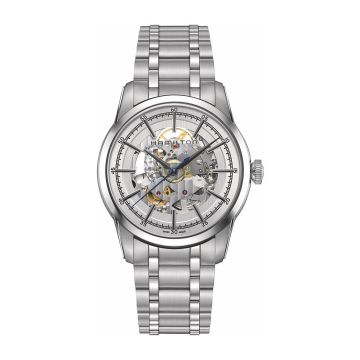 Hamilton Railroad 42 Skeleton Auto Stainless Steel / Silver / Bracelet