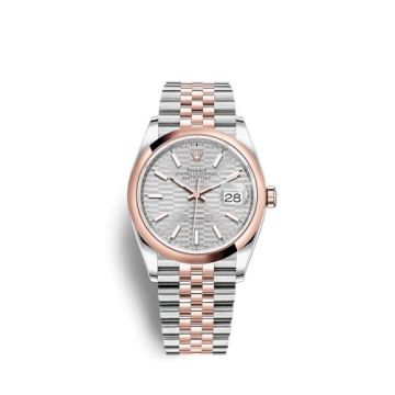 Rolex Datejust 36 Stainless Steel / Everose / Domed / Silver - Fluted / Jubilee