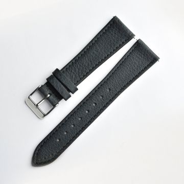 Vintage Natural Grain German Leather Coal Black Watch Strap with Quick Release - 18mm
