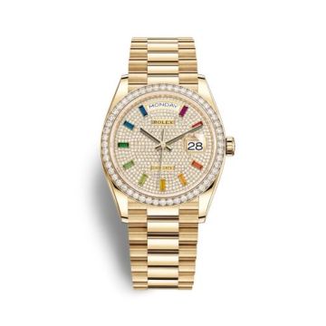 Rolex Day-Date 36 Yellow Gold / Diamond / Paved-Rainbow / President