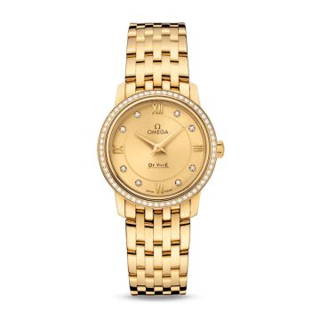Omega De Ville Prestige Quartz 27.4 Yellow Gold / Champagne-Diamond / Bracelet