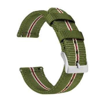 Two Piece NATO® style Army Green Crimson Watch Band - 22mm