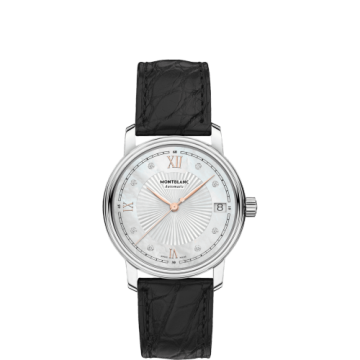 Montblanc Tradition Date Automatic 32mmStainless Steel / MOP / Alligator