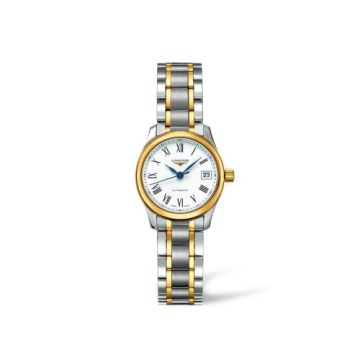 Longines Master Collection Date 25.5 Stainless Steel - Yellow Gold / White - Roman / Bracelet
