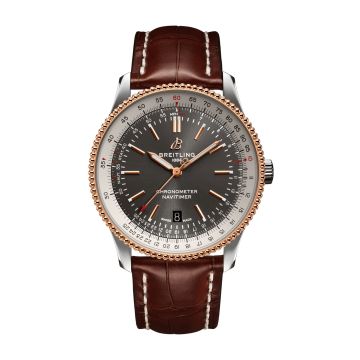 Breitling Navitimer Automatic 41 Automatic Stainless Steel / Rose Gold / Grey / Croco / Pin