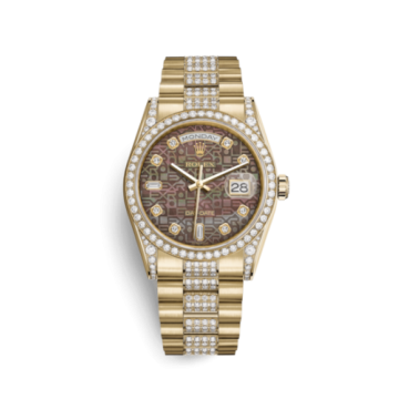 Rolex Day-Date 36 Yellow Gold Diamonds / President Diamonds / Black MOP Computer