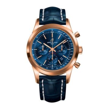 Breitling Transocean Chronograph Red Gold / Blue / Croco