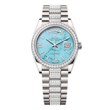 Rolex Day-Date 36 White Gold - Diamond / Turquoise / President - Diamond