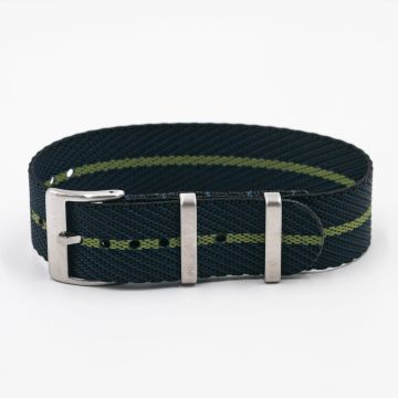 Twill Midnight Blue Watch Strap / Green Divider - 18mm