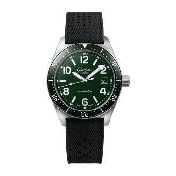Glashütte Original SeaQ Date Stainless Steel / Green / Rubber - Pin