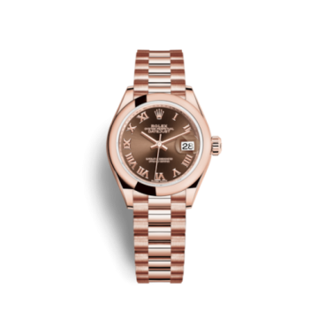 Rolex Lady-Datejust 28 Everose Domed  / President / Chocolate Roman