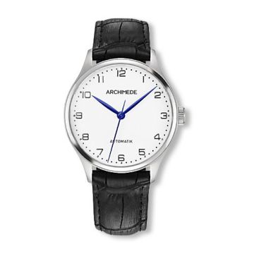 Archimede Klassik 36 Stainless Steel / Silver / Black Leather