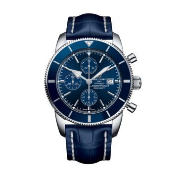 Breitling Superocean Heritage II 46 Chronograph Stainless Steel / Blue / Blue /  Croco / Folding