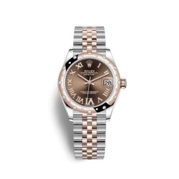 Rolex Datejust 31 Stainless Steel/ Rose Gold / Domed - Diamond / Chocolate - Roman / Jubilee