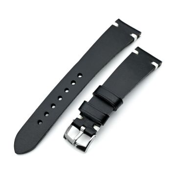 Black Buttero Italian Calf Watch Band | Twin-Stitch Quick Release | 20mm - 16mm