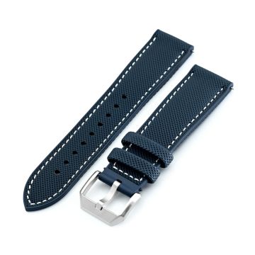 FKM38 Navy Blue FKM Quick Release Rubber Watch Band, Brushed, 20mm or 22mm - 22mm