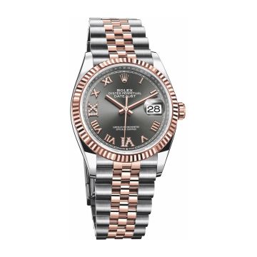 Rolex Datejust 36 Stainless Steel / Everose / Fluted / Slate Roman Diamond / Jubilee