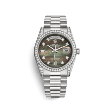 Rolex Day-Date 36 White Gold Diamonds / President  / Black MOP