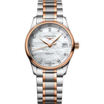 Longines Master Collection Date 34 Stainless Steel - Pink Gold / MOP