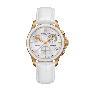 Certina Ds First Lady Chronograph Moon Phase Rose Gold - Ceramic / MOP