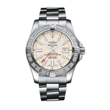 Breitling Avenger II GMT Stainless Steel / Diamond / Stratus Silver / Bracelet