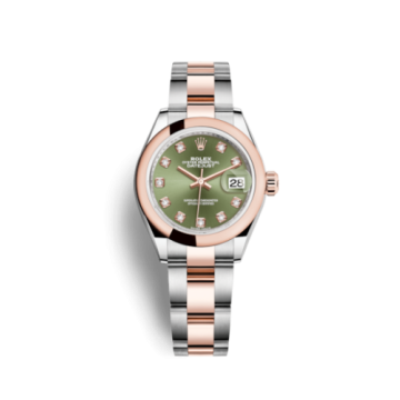 Rolex Lady-Datejust 28 Rolesor Rose Domed / Oyster / Olive Diamond