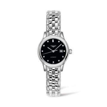Longines Flagship 30 Stainless Steel / Black - Diamond / Bracelet